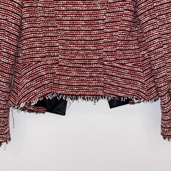 Zara Trafaluc tweed jacket with faux leather zipper pockets Size M - Picture 10 of 13